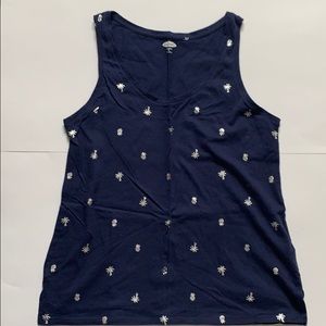 Old Navy Silver Palm Tree Everywear Slub Knit Tank